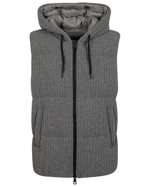 Herno Gray Classic Zip-Up Drawstring Gilet for men