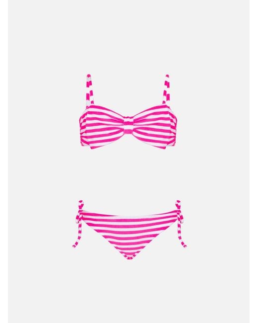 Mc2 Saint Barth Pink Girl Terry Striped Bralette Bikini
