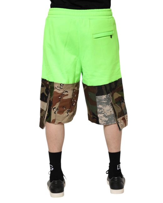 Dolce & Gabbana Green Camo Colorblock Shorts for men