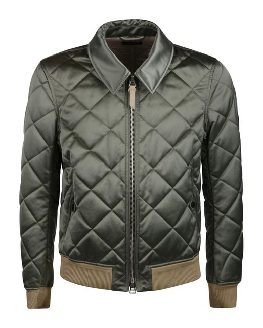 Tom Ford Green Quilted Zip Jacket for men