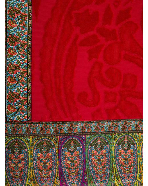 Etro Red Beach Towel Rectangular Cotton Accessories