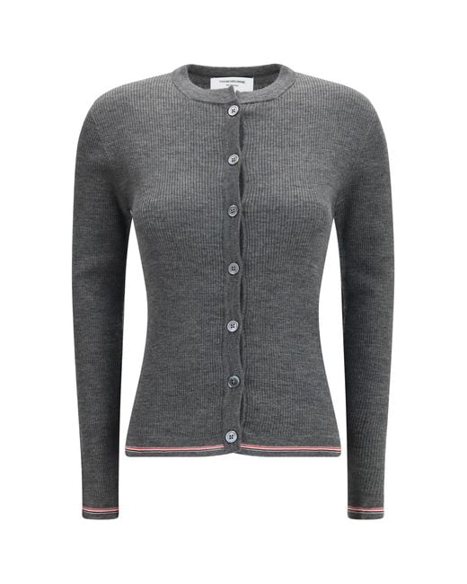 Thom Browne Gray Ribbed Merino Wool Cardigan Ovis Aries Sweater