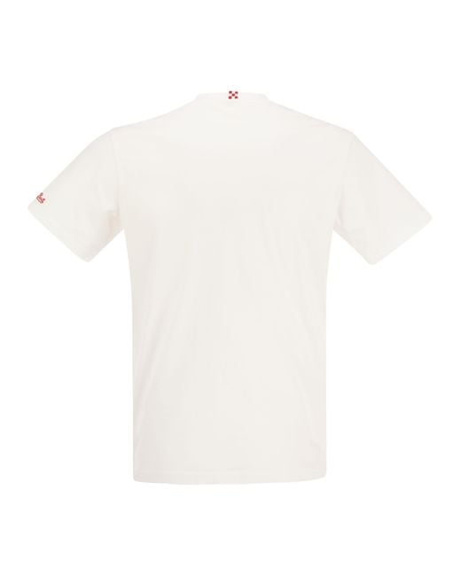Mc2 Saint Barth White Cotton T-Shirt With Mok Print for men