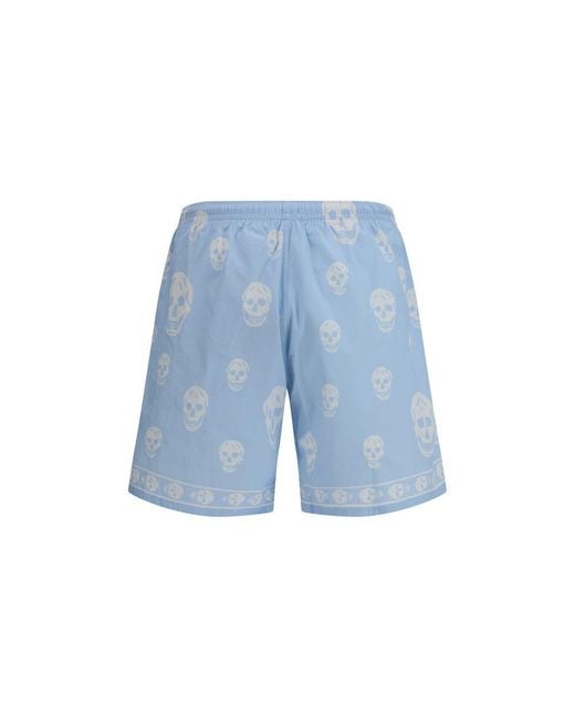 McQueen Blue Polyamide Shorts for men