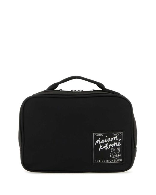 Maison Kitsuné Black Nylon Belt Bag for men
