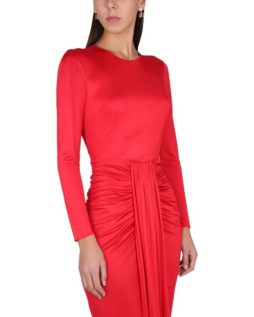 Dolce & Gabbana Red Dress With Drape