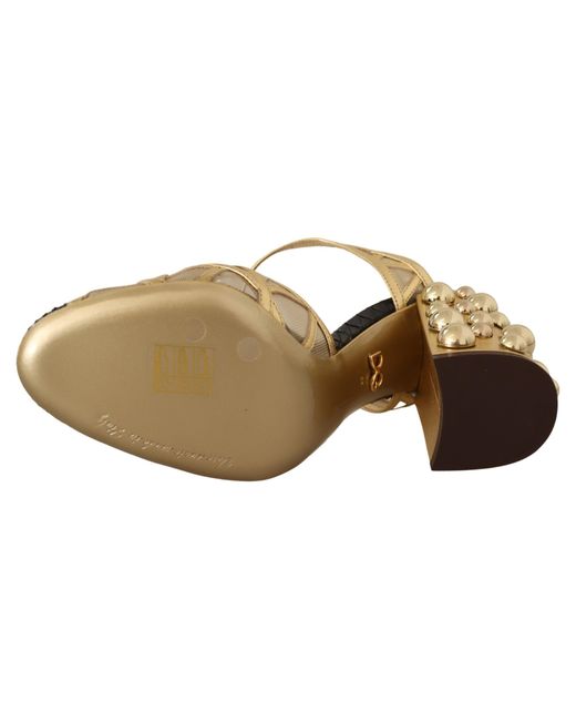 Dolce & Gabbana Metallic Leather Studded Ankle Straps Shoes