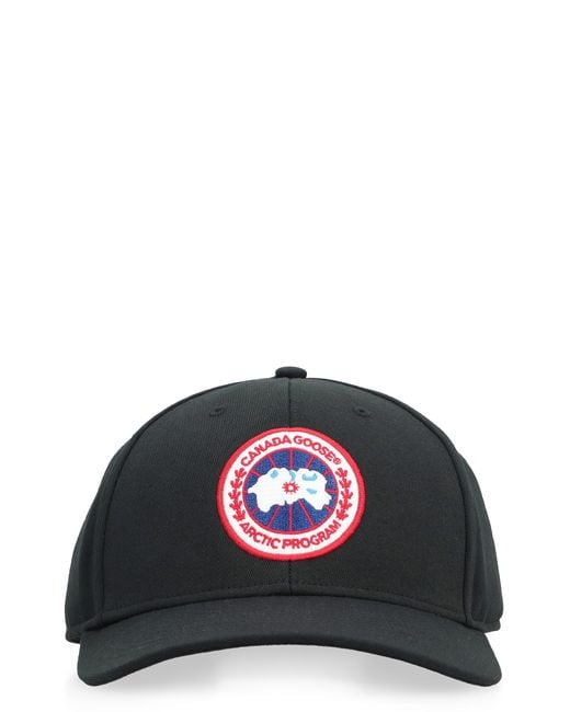 Canada Goose Black Arctic Disc Logo Baseball Cap Polyester Hat for men
