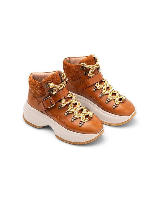 Hogan Brown Maxi Active Ankle Boots
