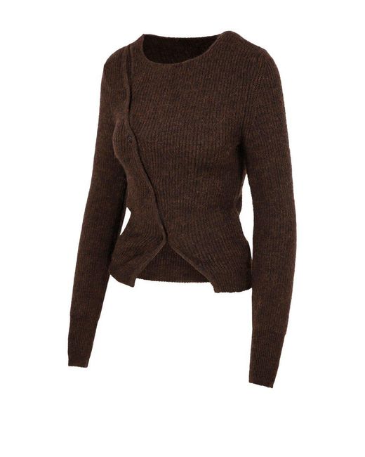 Jacquemus Brown La Pau Cut-Out Long-Sleeved Cardigan