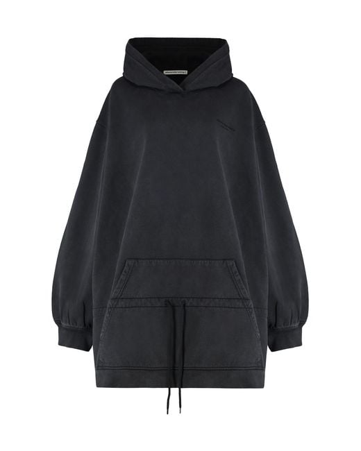 Alexander Wang Black Hooded Mini Dress Cotton