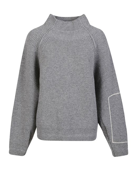 Victoria Beckham Gray Oversized Polo Neck Sweater