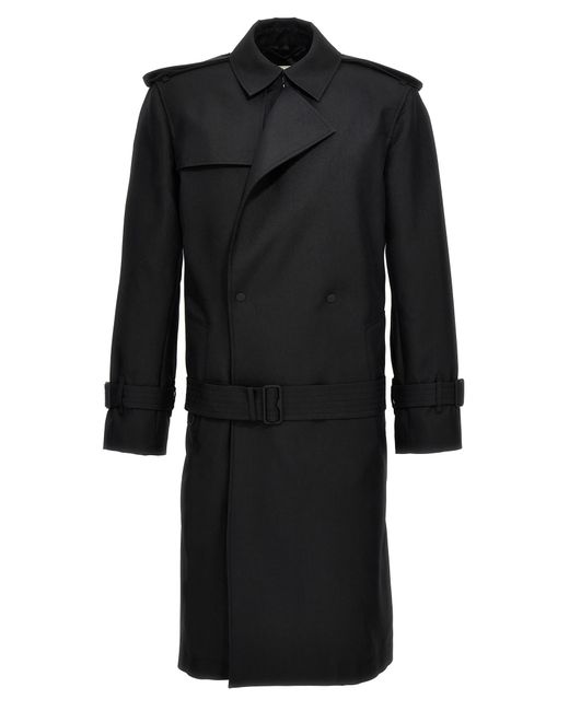 Burberry Black Double-Breasted Maxi Trench Coat for men