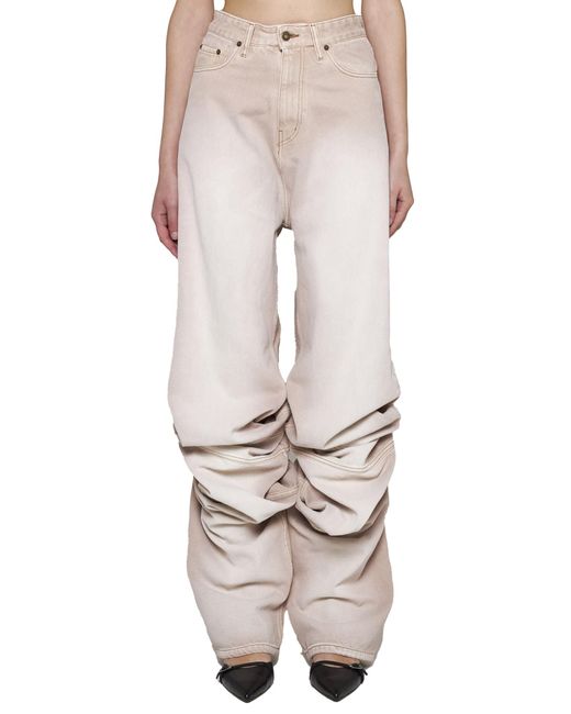 Y. Project White Draped Cuff Jeans