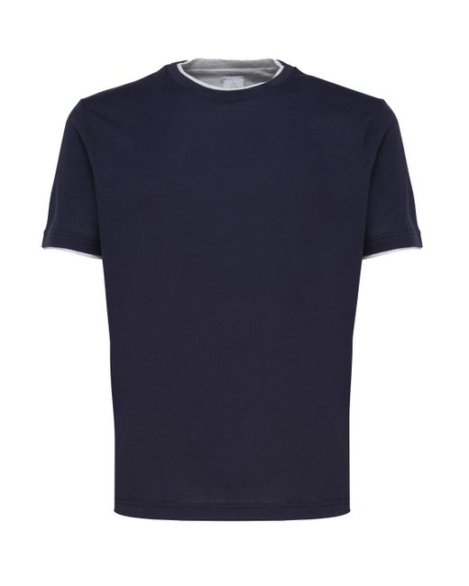 Eleventy Blue Crew Neck T-Shirt for men