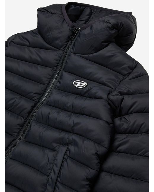 DIESEL Black Padded Jacket With Logo Polyamide for men