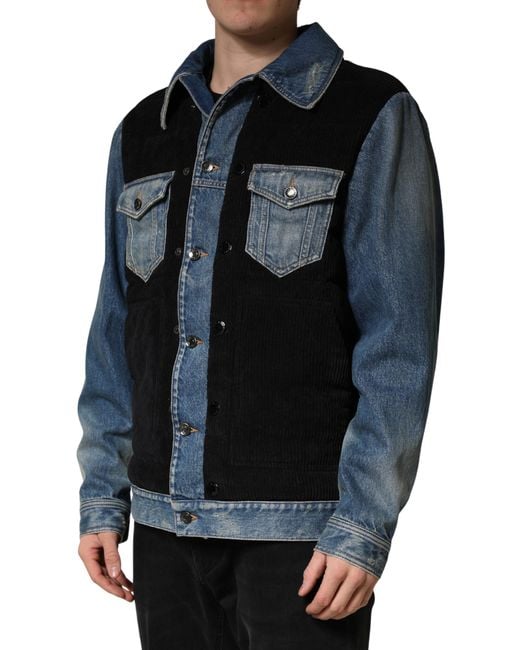 Dolce & Gabbana Black Cotton Denim Blouson Jacket And Clothing for men