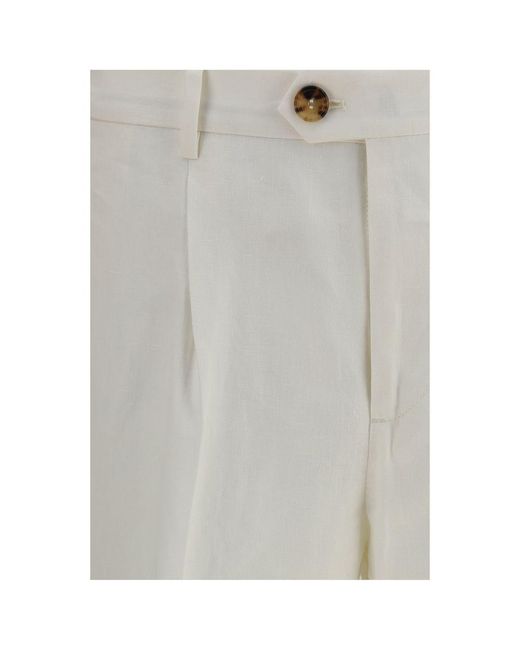 Brunello Cucinelli Gray White Linen Casual Pants for men