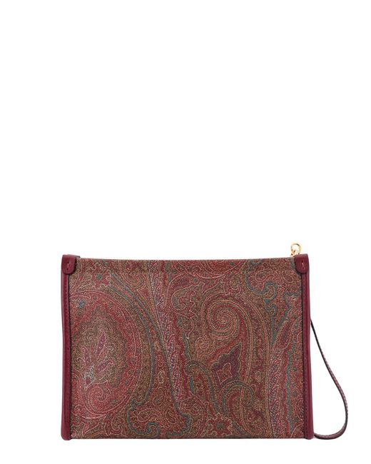 Etro Purple Leather Closure With Zip Clutches for men