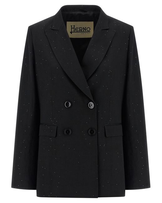 Herno Black Micro Sequin Blazer