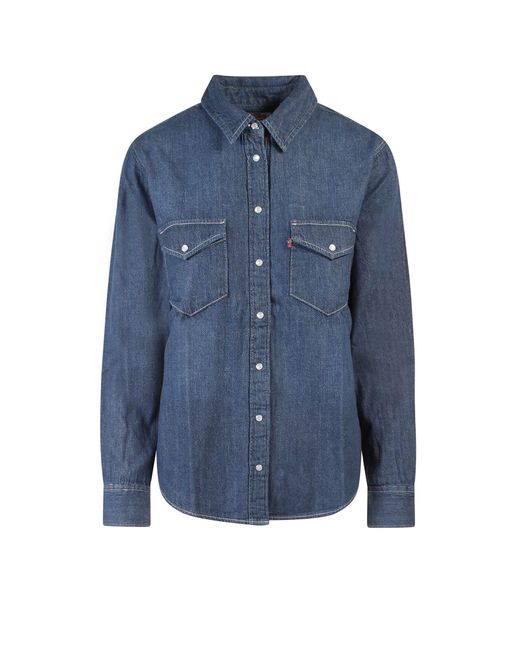 Levi's Blue Long Sleeves Cotton Closure With Snap Buttons Shirts