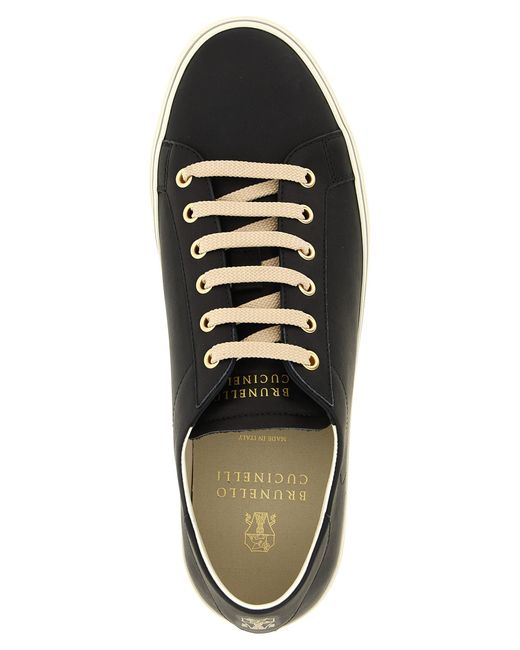 Brunello Cucinelli Black Calfskin Low Top Sneakers for men
