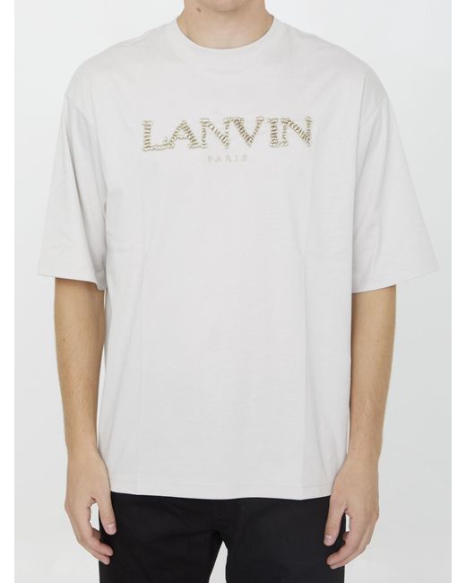 Lanvin White Cotton T-shirt With Logo for men