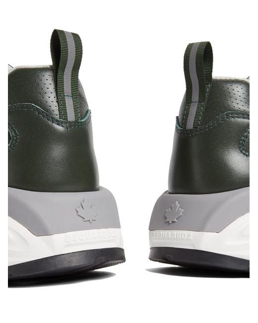 DSquared² Green Dash Logo Lace-Up Sneakers for men