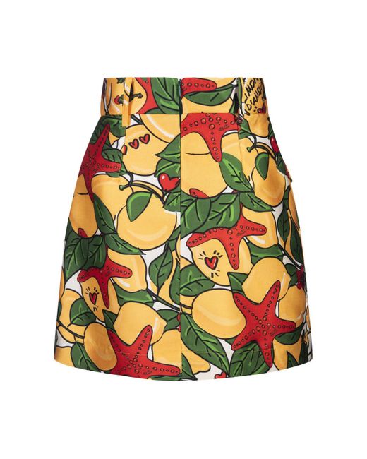 ALESSANDRO ENRIQUEZ Yellow Short Skirt With Lemons Print