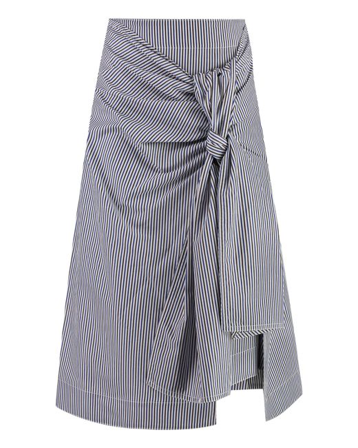 Bottega Veneta Gray Cotton And Linen Skirt