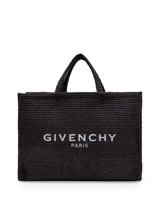 Givenchy Large G-tote Bag In Black Raffia