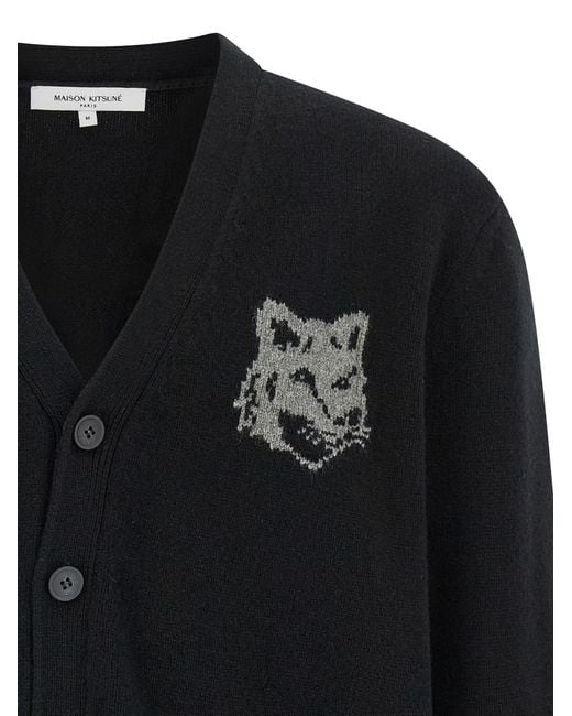 Maison Kitsuné Black 'Fox Head' Cardigan for men