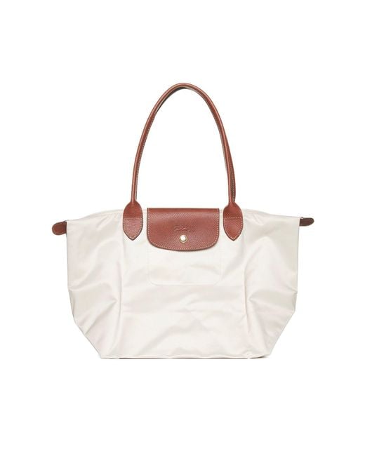 Longchamp White Shoulder Bag Le Pliage Original Medium Polyamide