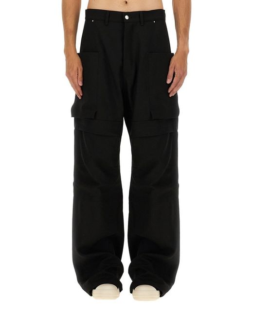 Rick Owens Black Cargo Pants New Wool Trousers for men