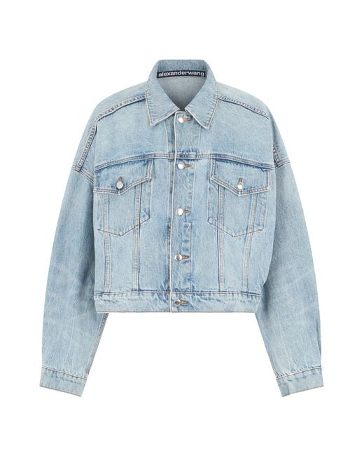 Alexander Wang Blue Denim Jacket Cropped Cotton