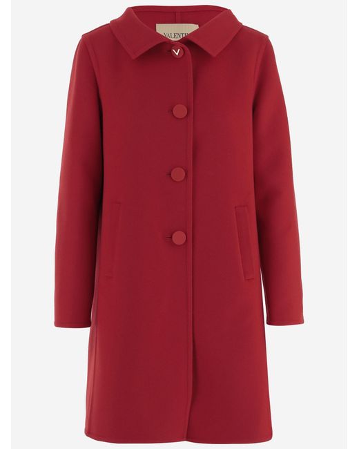 Valentino Red Coat Wool And Cashmere