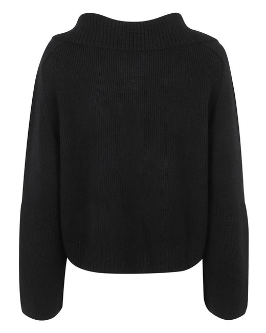 Allude Black Loose Fit Ribbed Jumper