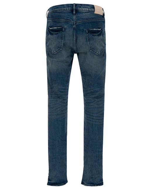 Purple Brand Blue Skinny Jeans With Rips for men