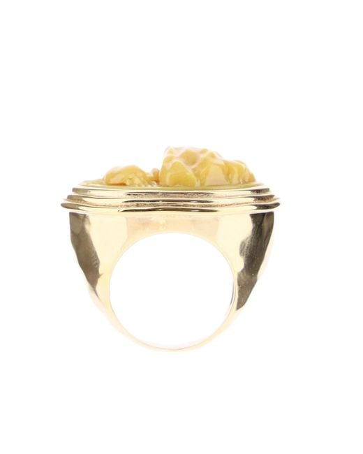 Bottega Veneta Metallic Carved Bone Ring Jewelry