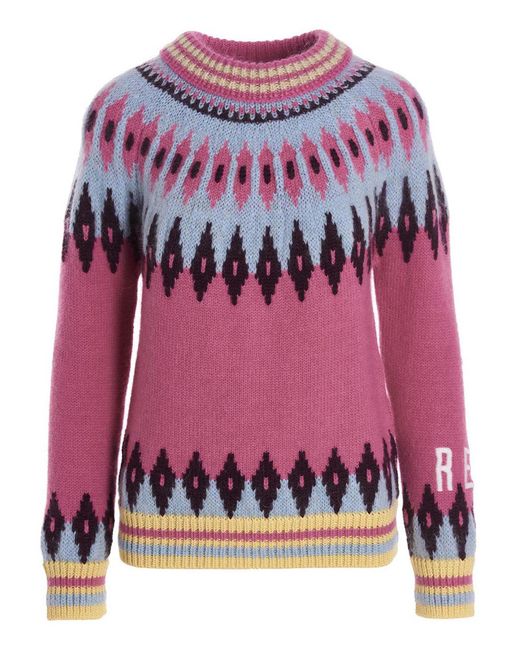 RED Valentino Wool Jacquard Patterned Sweater in Pink | Lyst