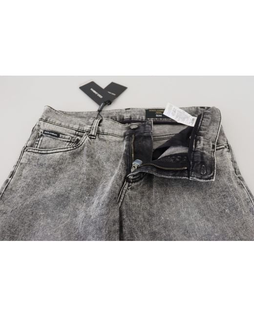 Dolce & Gabbana Gray Slim Fit Wash Stretch Cotton Denim Jeans Clothing for men