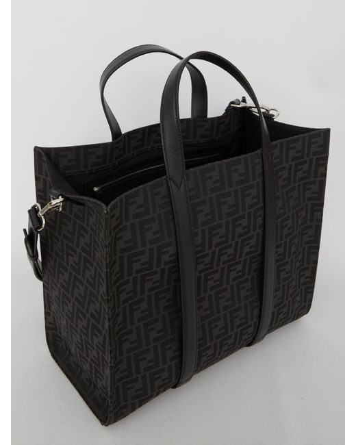 Fendi Black Ff Jacquard Fabric Bag for men