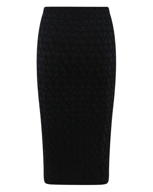 Valentino Black Toile Iconographe High-Waist Midi Skirt