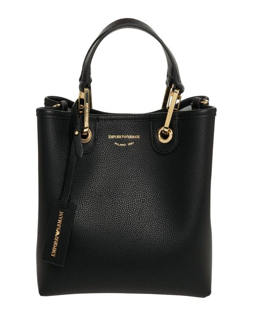 Giorgio Armani Black Vertical Shopping Bag With Logo