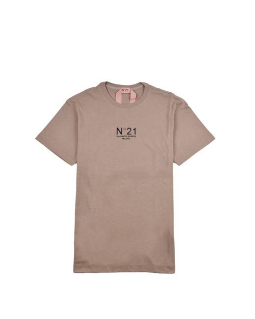 N°21 T-shirt With Print in Natural | Lyst