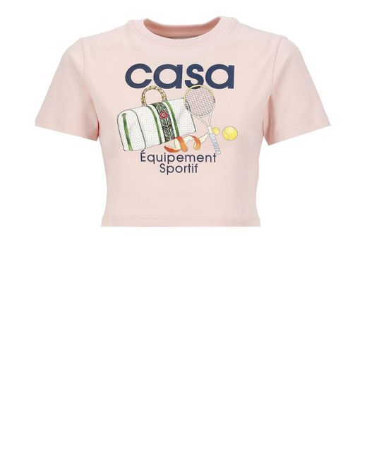 Casablancabrand Pink Logoed T-Shirt