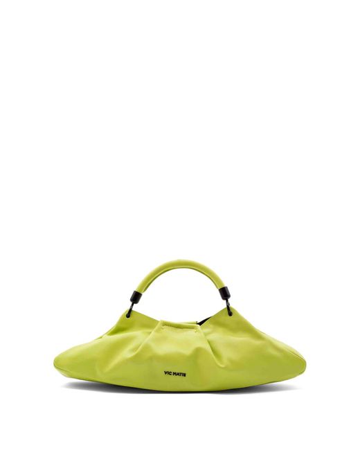Vic Matié Green Lime Leather Clutch Bag With Shoulder Strap