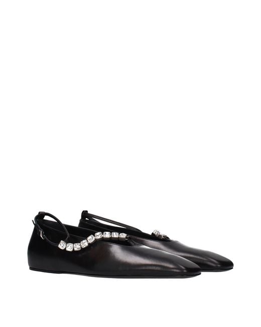 Jil Sander Black Leather Ballet Flats