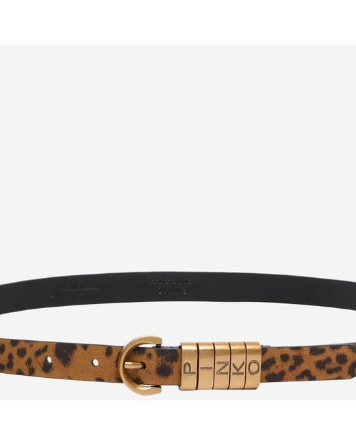 Pinko Metallic Suede Leather Belt With Logo
