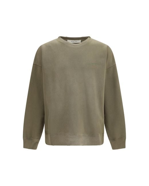 Golden Goose Deluxe Brand Green Journey Crew Neck Garment-Dyed Cotton Fleece Sweatshirts for men